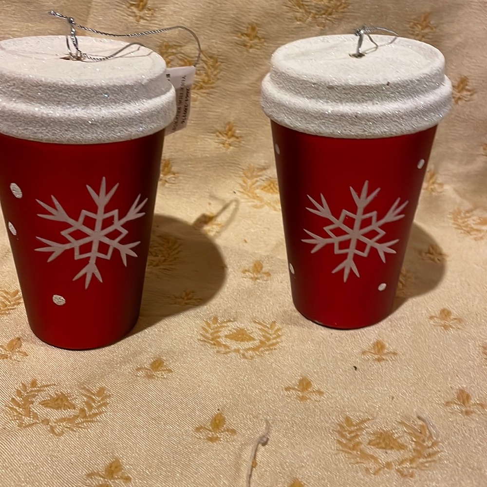 Set of 2 Christmas coffee mug ornament